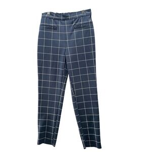 Tommy Hilfiger Windowpane Trouser Dress Pant Girls 12/14 Navy Pull On Tapered